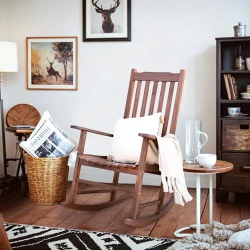 Flamaker Acacia Wooden Rocking Chair Outdoor Rocking Chair (Brown) | All-Weather Durable Porch & Patio Seat thumbnail 2