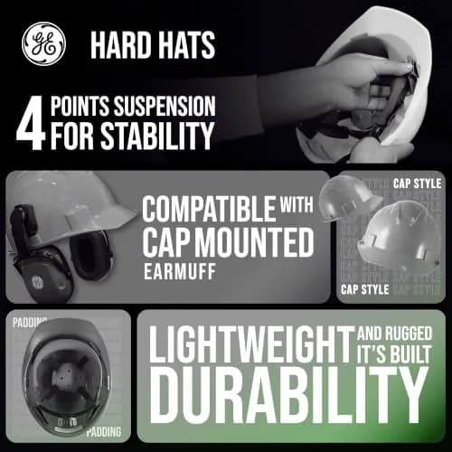 GE Cap Style Hard Hat, 4-Point Ratchet Suspension, Green (Vented) | ANSI Class C Impact Safety thumbnail 5