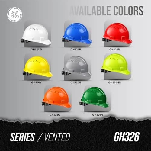 GE Cap Style Hard Hat, 4-Point Ratchet Suspension, Green (Vented) | ANSI Class C Impact Safety thumbnail 6
