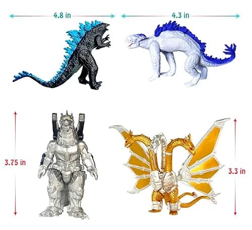 TwCare Dinosaur & Dragon Action Figures Set of 10 | Godzilla x Kong Battle Roar Cake Toppers (4.5 in length, 3.8 in height) thumbnail 4