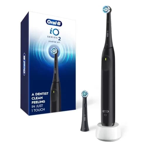 Oral-B iO2 Rechargeable Electric Toothbrush Night Black | 3 Modes, Pressure Sensor, 2 Brush Heads thumbnail 1