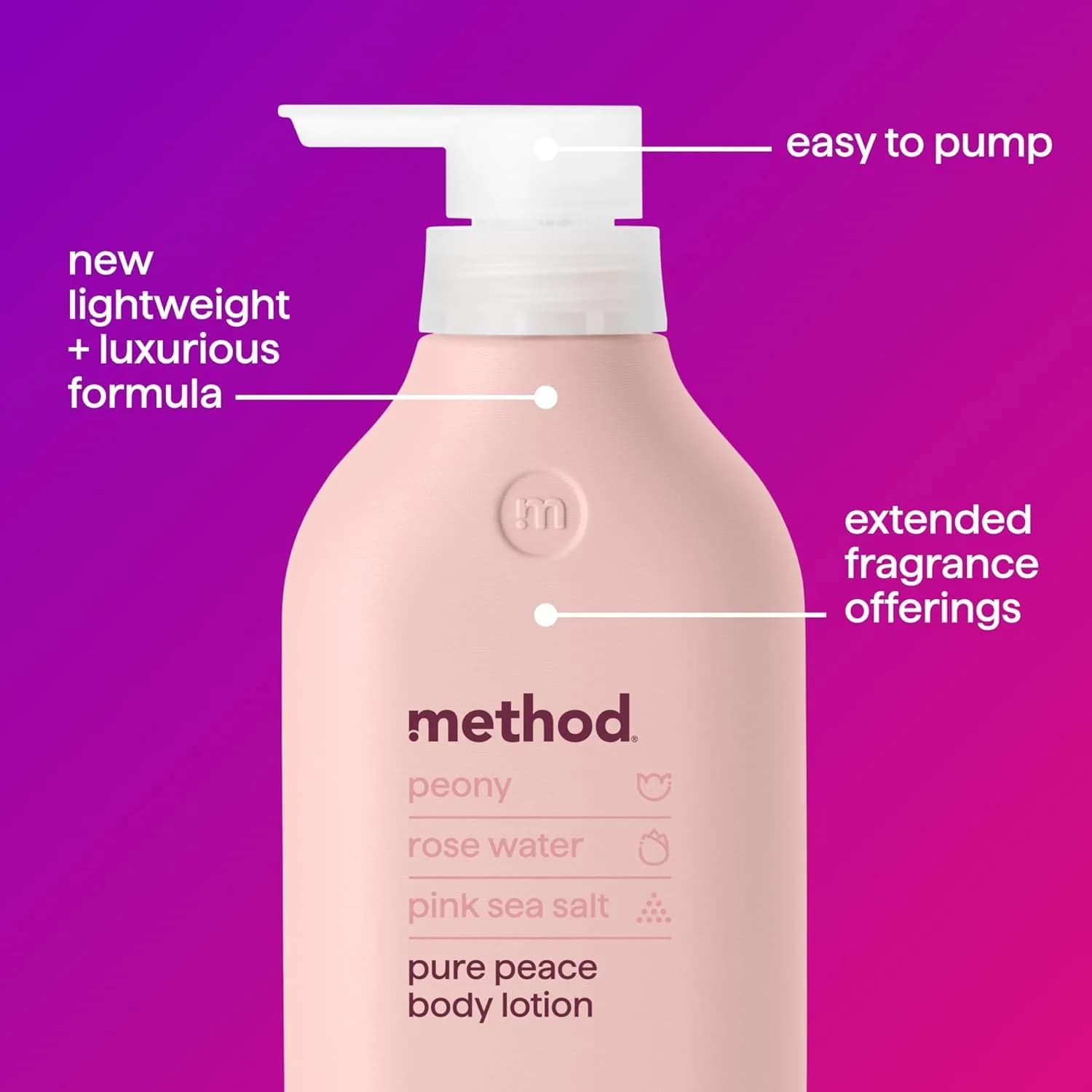 Method Pure Peace Body Lotion 414ml (14 fl oz) | 24hr Moisture with Hyaluronic Acid & Shea Butter - view 3