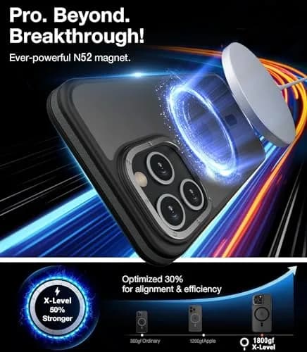 X-level for iPhone 15 Pro Max Case, Compatible with MagSafe, Frosted Black | Slim, Impact-Resistant & Fast Charging Support thumbnail 2