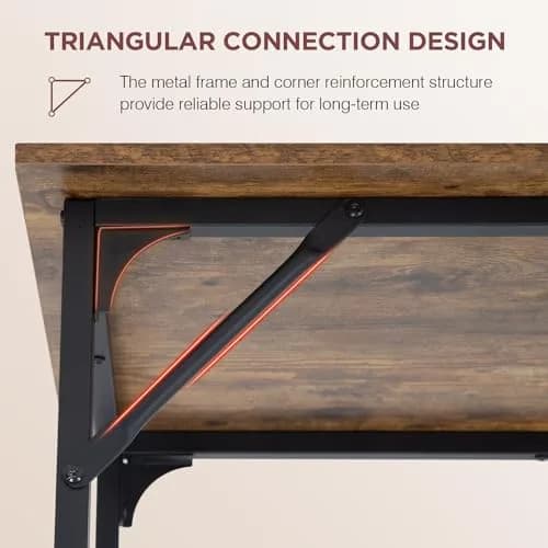 PayLessHere 39 Inch Computer Desk Brown | Sturdy Office Desk with Metal Frame & Water-Resistant Surface thumbnail 5