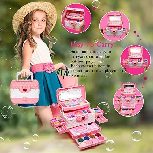 Mrabbitoo Kids Washable Makeup Set 66 Pcs | Princess Dress Up Toy for Girls Ages 3-12 thumbnail 4