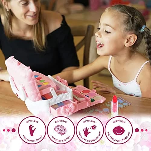 Mrabbitoo Kids Washable Makeup Set 66 Pcs | Princess Dress Up Toy for Girls Ages 3-12 thumbnail 2