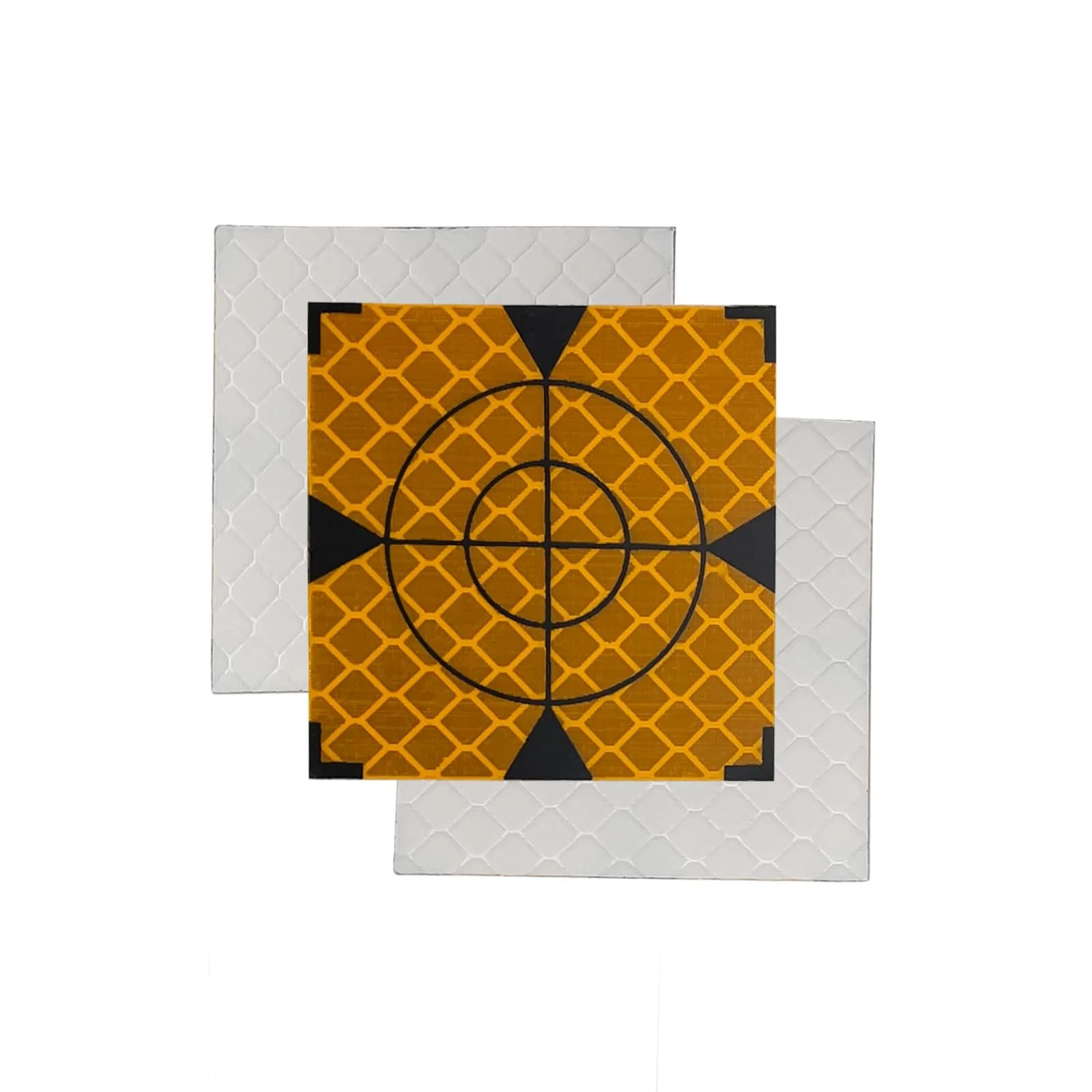Liyuusi Reflective Sheet 30x30mm | Total Station Survey Target Mark, 100PCS, Yellow with Black Triangle