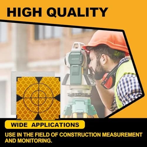 Liyuusi Reflective Sheet 30x30mm | Total Station Survey Target Mark, 100PCS, Yellow with Black Triangle thumbnail 5