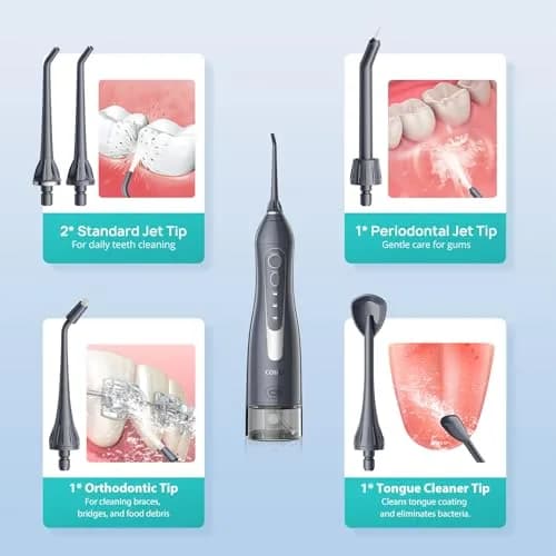 COSLUS C20 Water Dental Flosser 300ml (10.14 Fl Oz) | ADA Accepted Oral Irrigator for Healthier Gums thumbnail 8