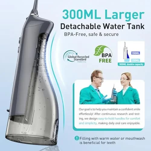 COSLUS C20 Water Dental Flosser 300ml (10.14 Fl Oz) | ADA Accepted Oral Irrigator for Healthier Gums thumbnail 3