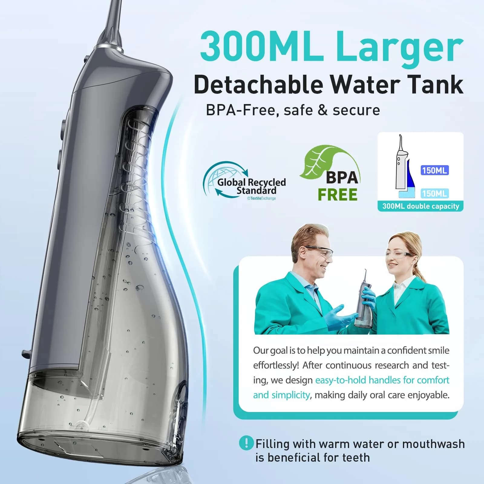 COSLUS C20 Water Dental Flosser 300ml (10.14 Fl Oz) | ADA Accepted Oral Irrigator for Healthier Gums - view 3
