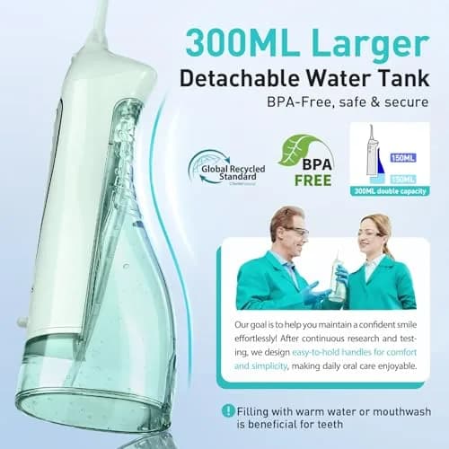 COSLUS C20 Water Dental Flosser 300ml (10.14 Fl Oz) | ADA Accepted Oral Irrigator for Healthier Gums thumbnail 3