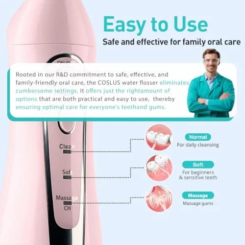 COSLUS C20 Water Dental Flosser 300ml (10.14 Fl Oz) | ADA Accepted for Healthier Gums thumbnail 5