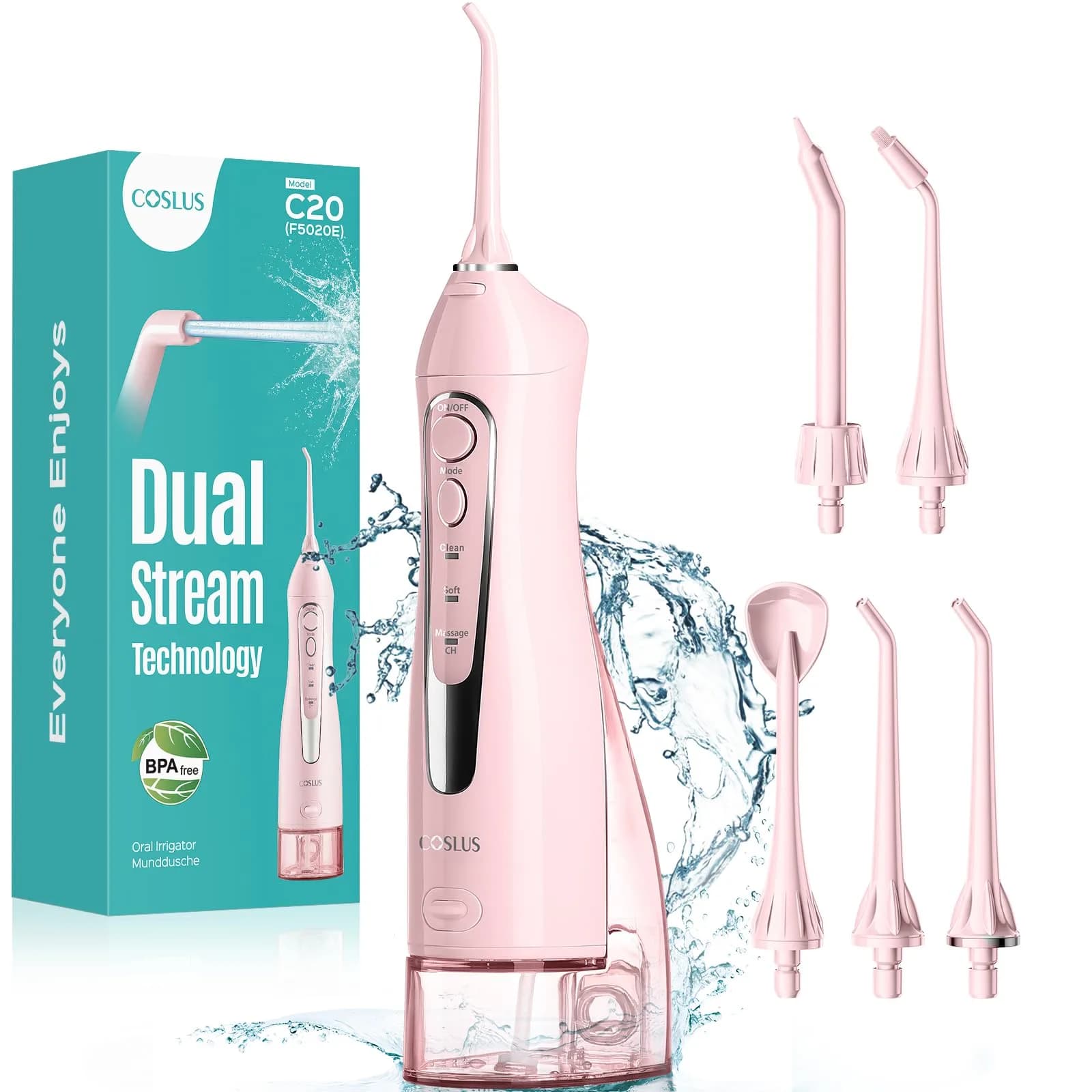 COSLUS C20 Water Dental Flosser 300ml (10.14 Fl Oz) | ADA Accepted for Healthier Gums