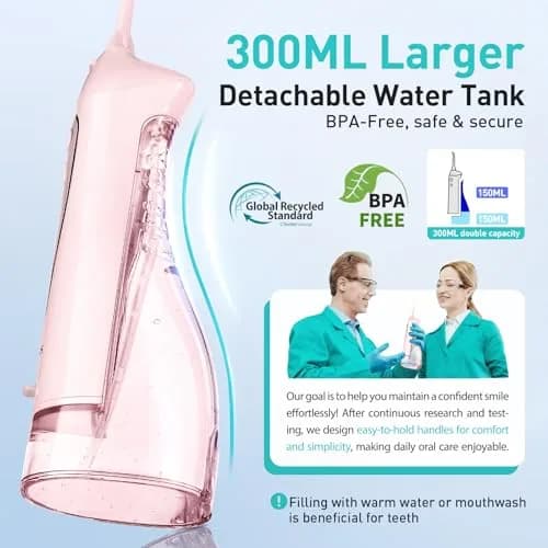 COSLUS C20 Water Dental Flosser 300ml (10.14 Fl Oz) | ADA Accepted for Healthier Gums thumbnail 3