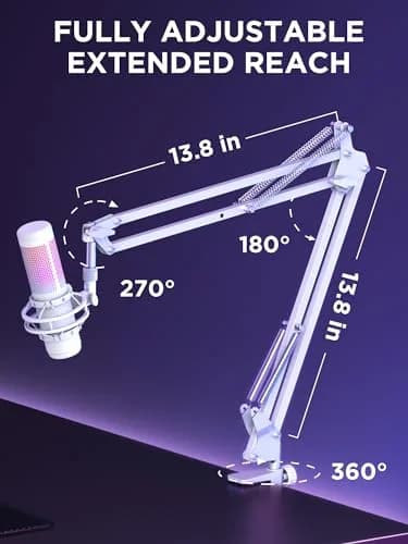 InnoGear Microphone Boom Arm Stand for Blue Yeti Fifine HyperX | Fully Adjustable, Steel Frame, Space-Saving Design thumbnail 5