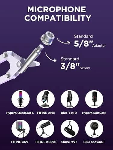 InnoGear Microphone Boom Arm Stand for Blue Yeti Fifine HyperX | Fully Adjustable, Steel Frame, Space-Saving Design thumbnail 2