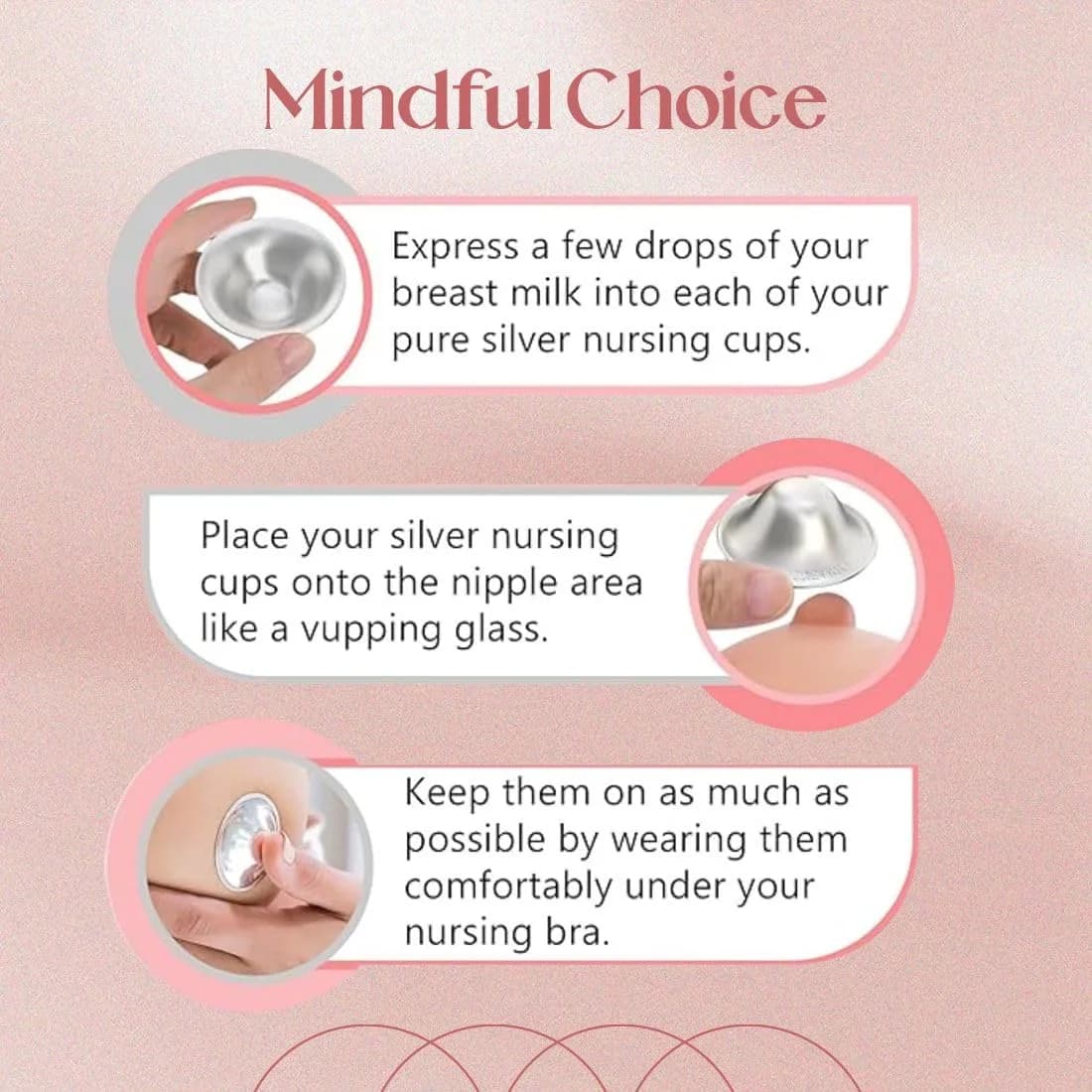 BABYHIG Original Silver Nursing Cups for Breastfeeding, 925 Sterling Silver Nipple Shields (Nickel-Free) - view 5