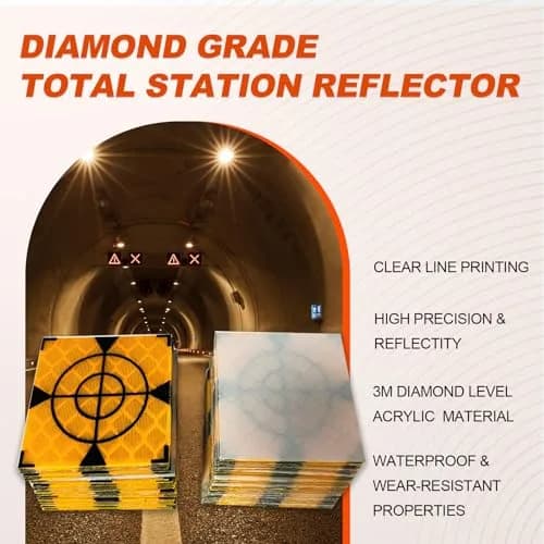 Liyuusi Reflective Sheet 50x50mm 100PCS for Total Stations | Yellow & Black Triangle, Acrylic, Waterproof thumbnail 4