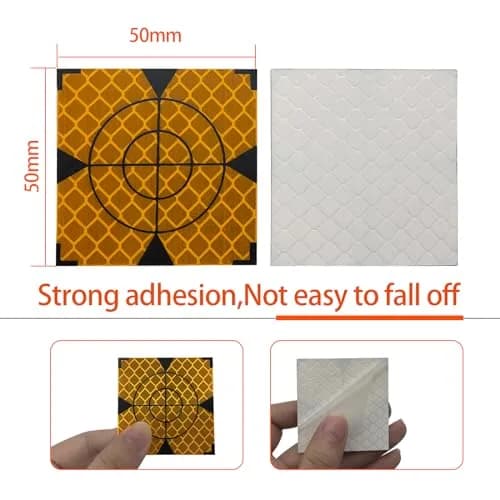 Liyuusi Reflective Sheet 50x50mm 100PCS for Total Stations | Yellow & Black Triangle, Acrylic, Waterproof thumbnail 3