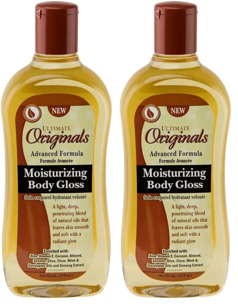 Africa's Best Ultimate Originals Moist Body Gloss 12 Oz | Deep Moisturizer for Dry Skin, Radiant Glow, Fast Absorbing (24 Fl Oz Pack of 2)