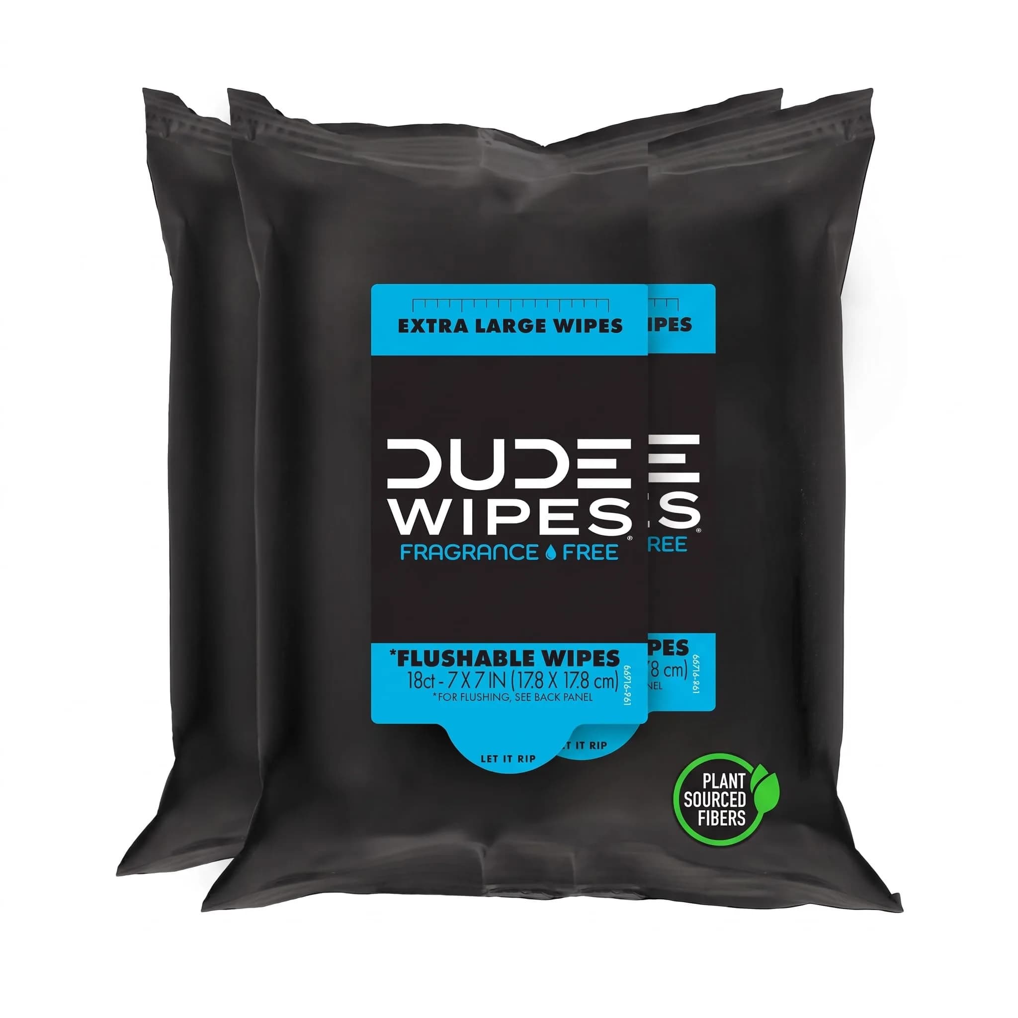 DUDE Wipes 18ct (Pack of 2) | Extra Large Flushable Wipes for All Skin Types — Fragrance Free