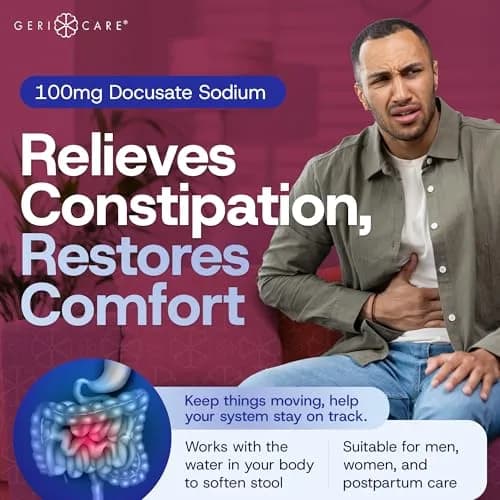 GeriCare Docusate Sodium Stool Softeners 100mg | 200 Crushable Tablets | Dye Free, Made in The USA thumbnail 5