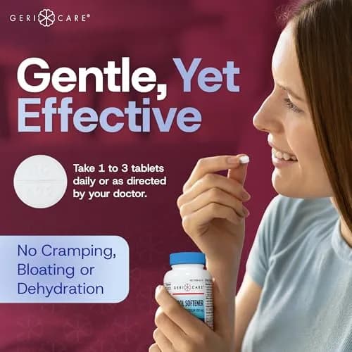GeriCare Docusate Sodium Stool Softeners 100mg | 200 Crushable Tablets | Dye Free, Made in The USA thumbnail 3