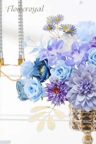 Floweroyal Artificial Flowers Combo Purple Flowers Mix Silk Flowers Dahlia Roses | DIY Wedding & Home Decor thumbnail 2