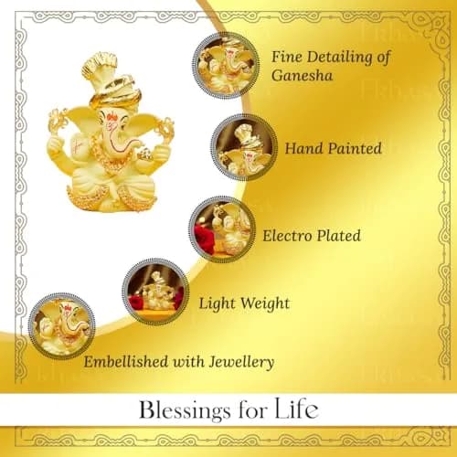 Ekhasa Ganesh Idol for Car Dashboard | Vinayagar Statue for Home & Office Decor (Ivory) thumbnail 2