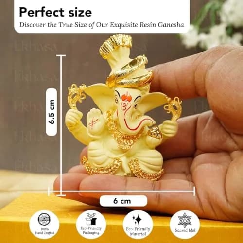 Ekhasa Ganesh Idol for Car Dashboard | Vinayagar Statue for Home & Office Decor (Ivory) thumbnail 3