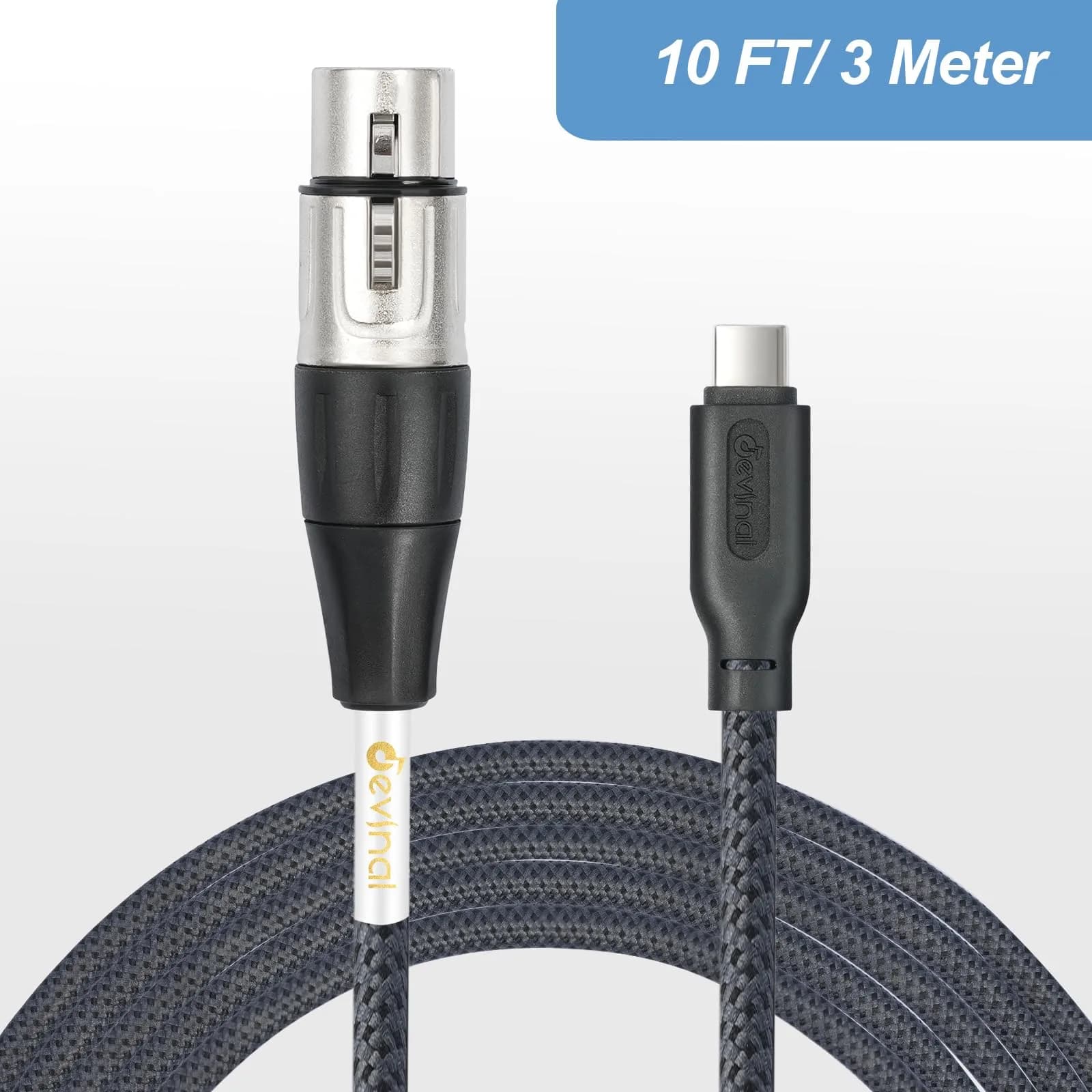 Devinal Upgrade XLR Female to USB C Cable 3m (10ft) | Balanced Mic Recording Cord for Smartphones & MacBooks - view 7
