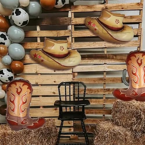 GGDE Western Themed Party Balloons Cowboy Hat & Boot Set (4 Pcs) | Assorted Colors thumbnail 4
