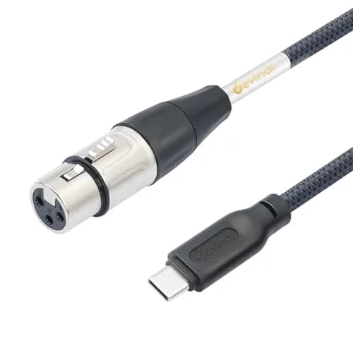 Devinal XLR to USB C Cable 3.05m (10 FT) | High Fidelity Digital Audio Recording — Silver/1M