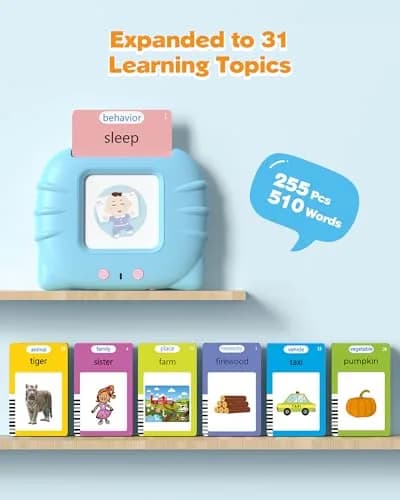 Airbition Talking Flash Cards for Toddlers Ages 1-6, 510 Words English Blue | Montessori Language Learning Toy thumbnail 4