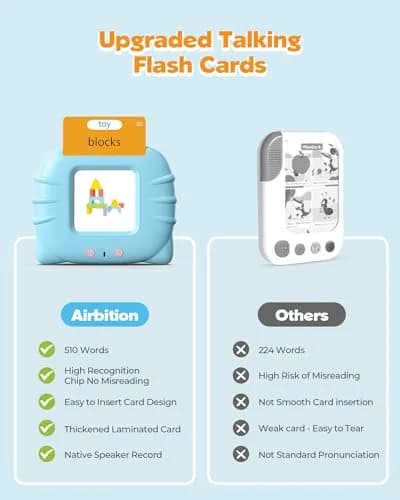 Airbition Talking Flash Cards for Toddlers Ages 1-6, 510 Words English Blue | Montessori Language Learning Toy thumbnail 6