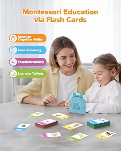 Airbition Talking Flash Cards for Toddlers Ages 1-6, 510 Words English Blue | Montessori Language Learning Toy thumbnail 2