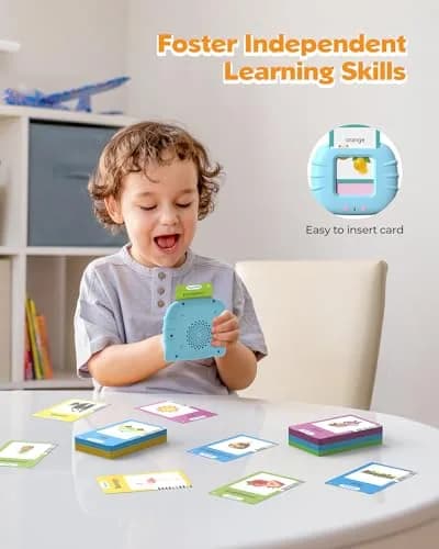 Airbition Talking Flash Cards for Toddlers Ages 1-6, 510 Words English Blue | Montessori Language Learning Toy thumbnail 3