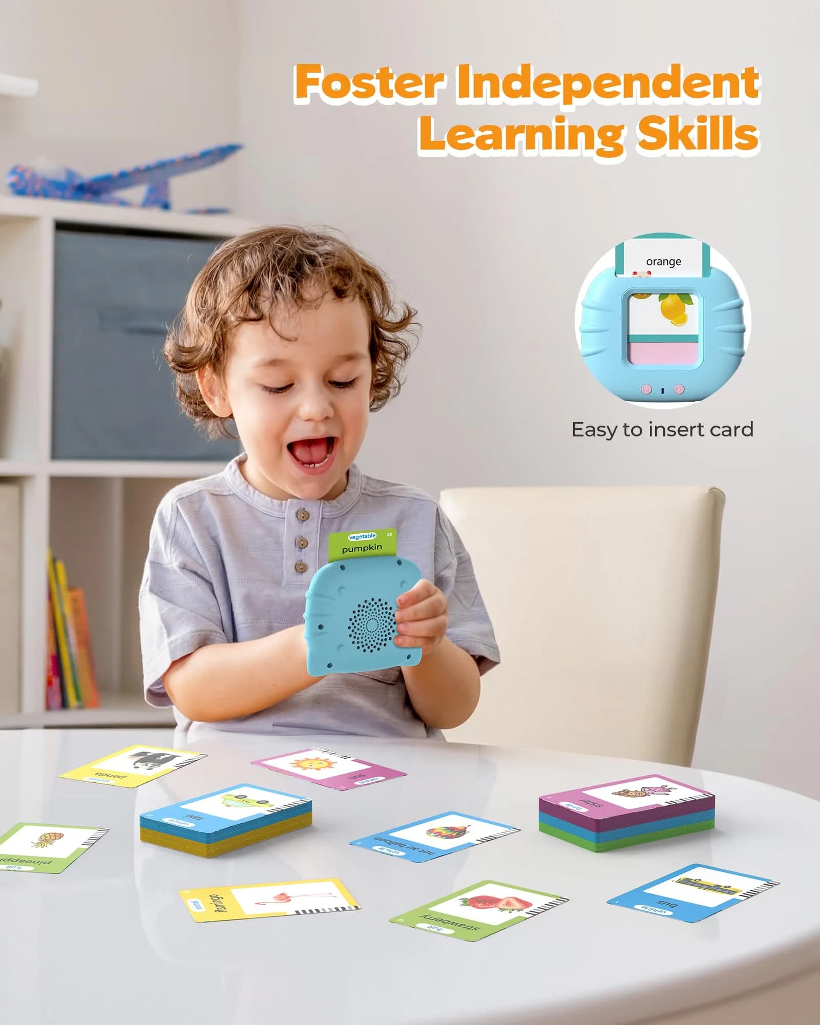 Airbition Talking Flash Cards for Toddlers Ages 1-6, 510 Words English Blue | Montessori Language Learning Toy - view 3