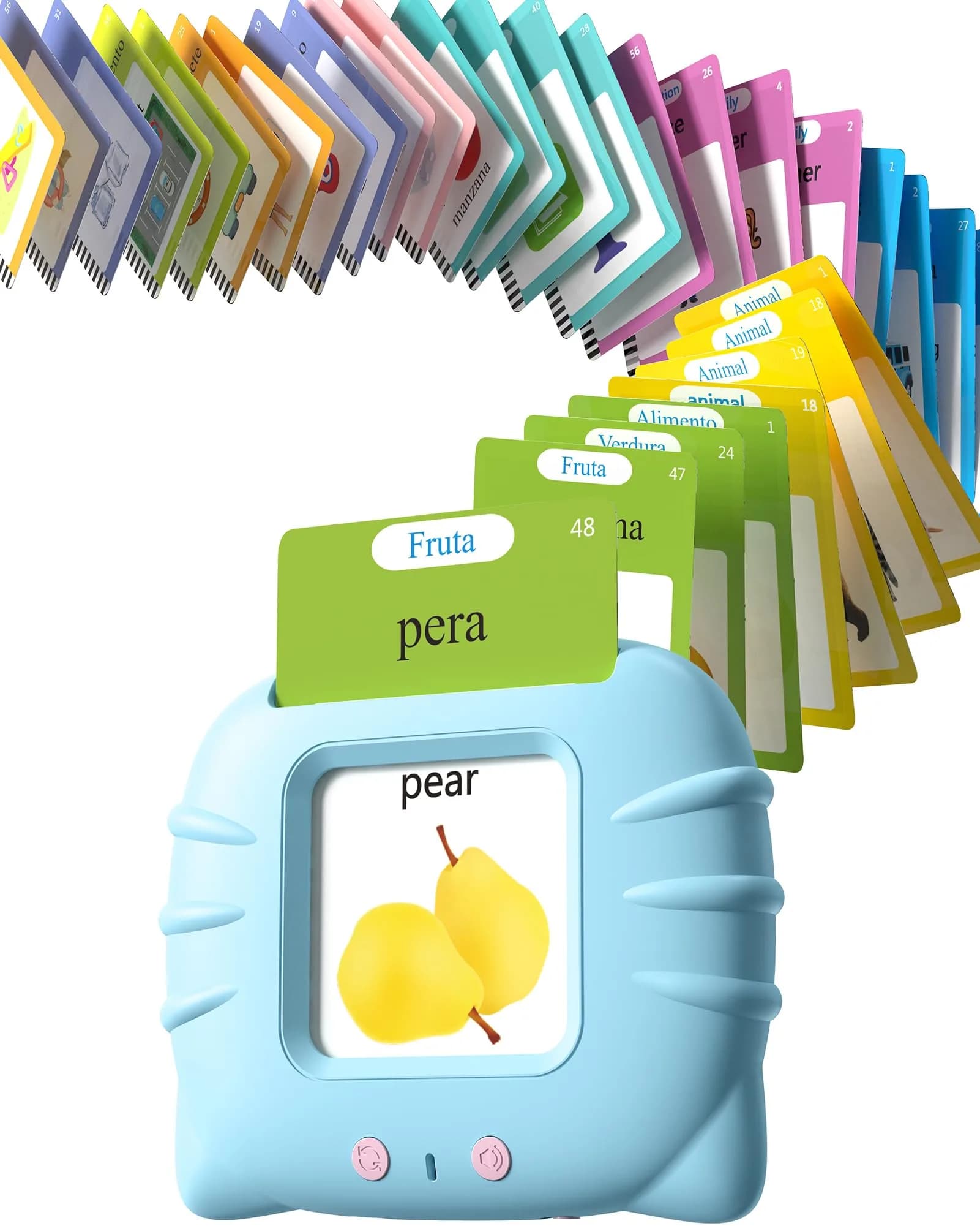 Airbition Bilingual Talking Flash Cards Blue | Learn Spanish & English with 512 Words - main product image