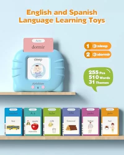 Airbition Bilingual Talking Flash Cards Blue | Learn Spanish & English with 512 Words thumbnail 2
