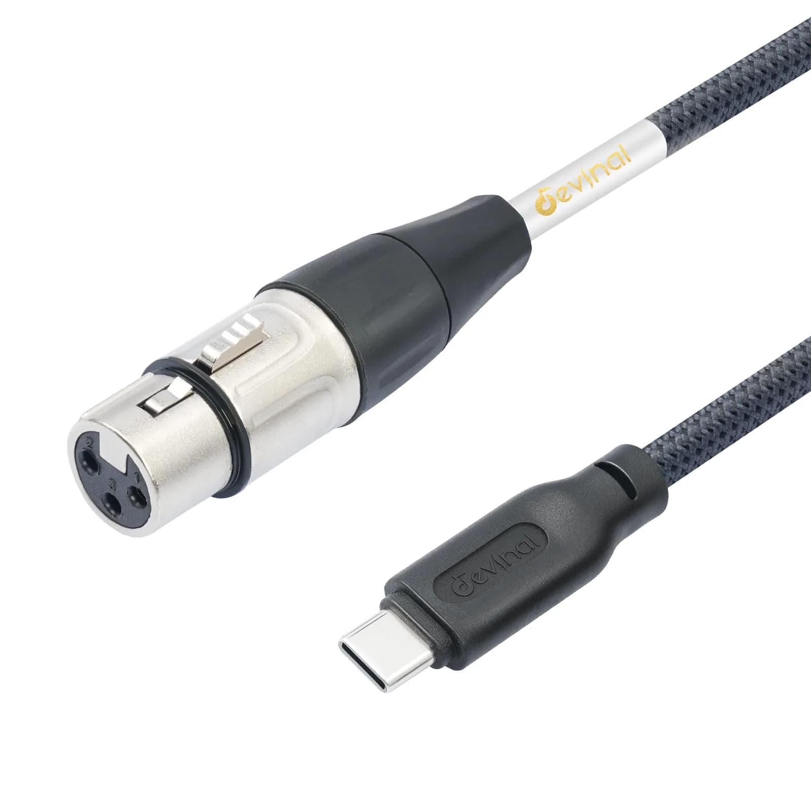 Devinal XLR to USB C Cable 3.05m (10 FT) | High Fidelity Digital Audio Recording — Silver/2M