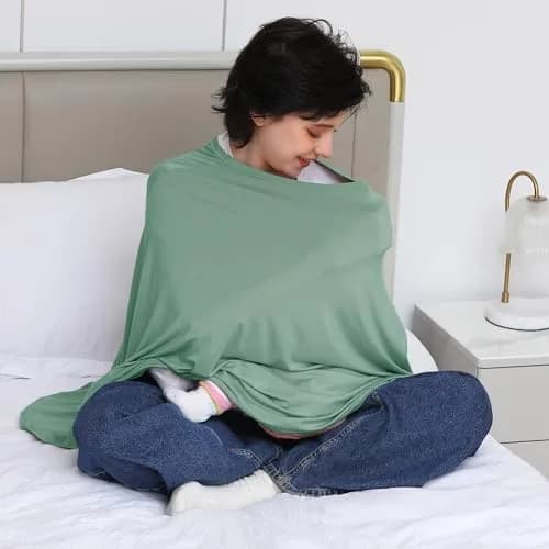 Seejoy Nursing Cover Sage Green Smooth Rayon | 120cm (47.2" Shoulder to Bottom Hem) - 360° Coverage for Breastfeeding thumbnail 6