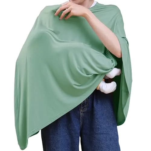 Seejoy Multi-use Nursing Cover for Breastfeeding, 360°Full Coverage Nursing Poncho, Smooth Rayon, Warm Taupe (One Size) — Sage Green / Smooth Rayon