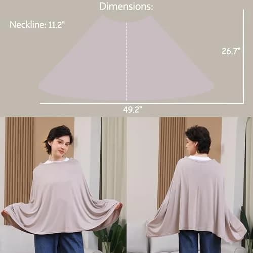 Seejoy Multi-use Nursing Cover for Breastfeeding, 360°Full Coverage Nursing Poncho, Smooth Rayon, Warm Taupe (One Size) thumbnail 3