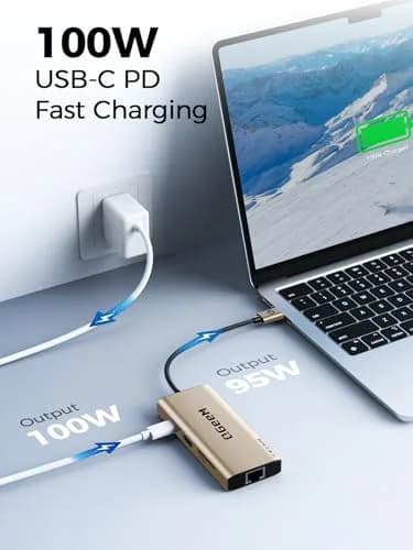 QGeeM USB C Hub 9 in 1 Multi-Port Adapter | 4K HDMI, 100W PD, Ethernet, SD/TF Card Reader thumbnail 5
