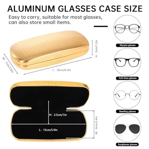 Hifot Metal Eyeglass Case, Hard Shell, Aluminum Spectacles Box, 15.5cm x 6.5cm | Stylish & Durable thumbnail 2