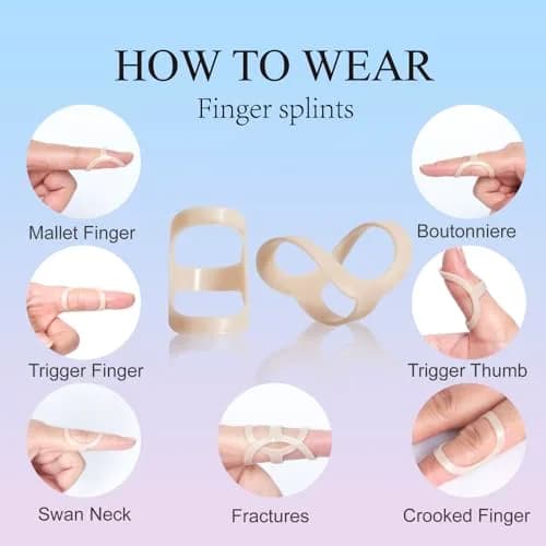 UAKIKAU Oval Finger Splint 6 pcs, Sizes 8 & 9 (3 of each) | Support for Arthritis, Trigger Finger, Mallet Finger thumbnail 2