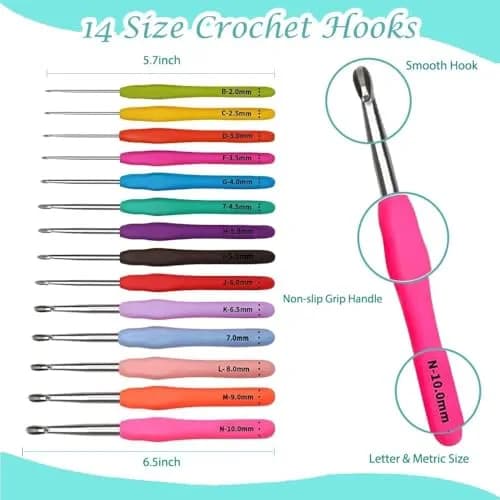Yarniss Beginner Crochet Kit with Ergonomic Hooks, 12 Yarns & Storage Bag | Learn to Crochet with Video Tutorial thumbnail 3