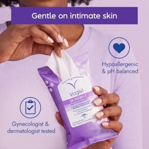 Vagisil pH Balance Daily Feminine Wipes 20 | Maintains pH & Freshness, Gynecologist Tested thumbnail 5